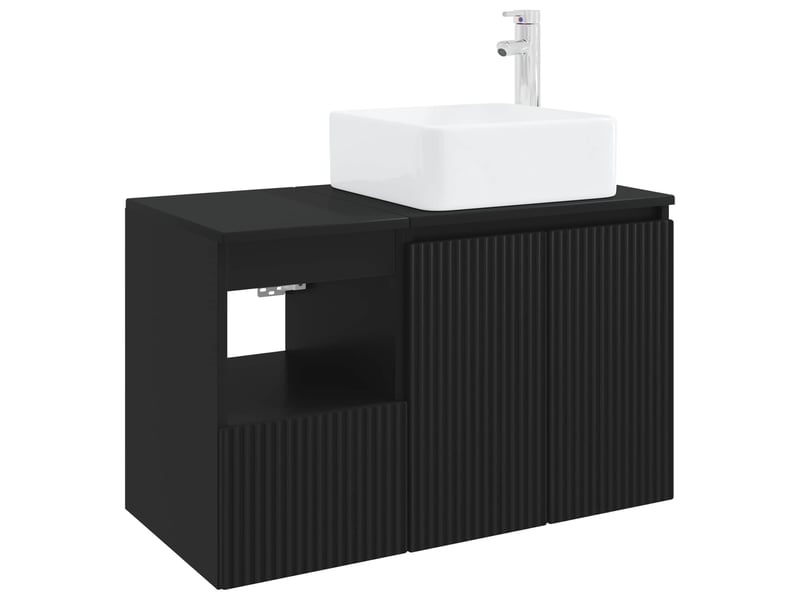  Ensemble de mobilier de salle de bain 2 pc noir cf64176  - Conforama A
