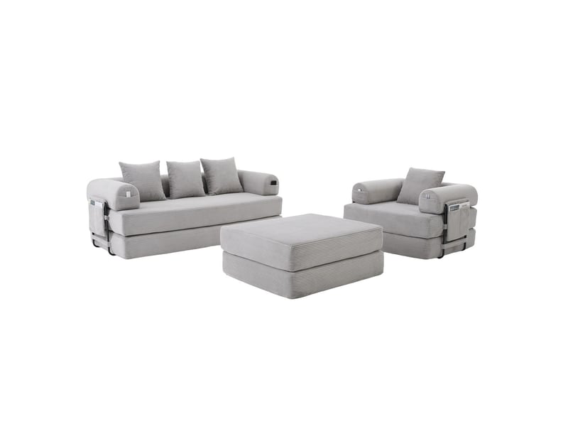  Canapé modulable hocker inclus cadre métal stable poche latérale 4 coussins confortables mousse haute densité libre combinaison usage polyvalent  - Conforama A