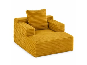 Méridienne moderne 81x117x50 cm convertible jaune, design moderne, usage pratique, rangement pratique