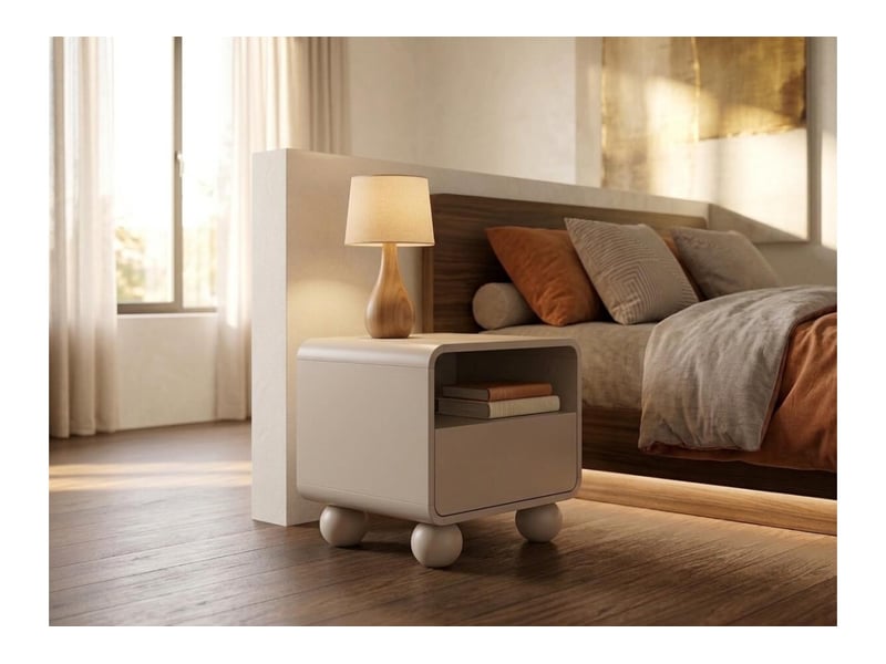  Alba - chevet - pieds sphériques beige  - Conforama B