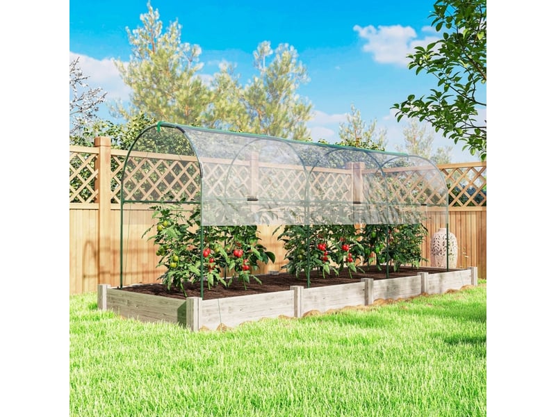  Serre tunnel de jardin 400 x 123 x 171 cm – transparente – bâche renforcée avec 8 piquets de sol  - Conforama B