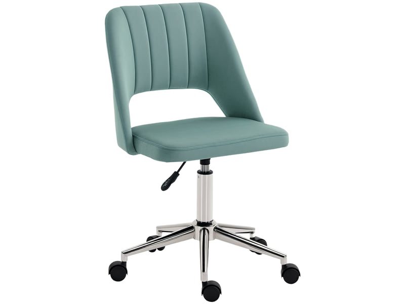 Chaise de bureau réglable en hauteur avec roulettes, pivotante à 360°, forme festonnée, mousse, 49 x 60 x 79-91 cm, verte  - Conforama A