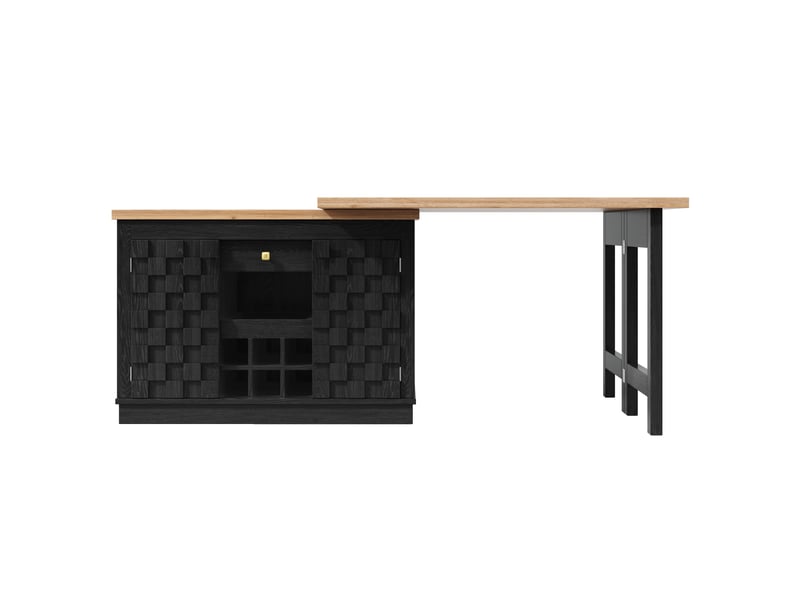  Buffet cuisine extensible 120x40x74,2 cm à 197 cm, meuble rangement étroit pour petite cuisine avec organisation intérieure  - Conforama E