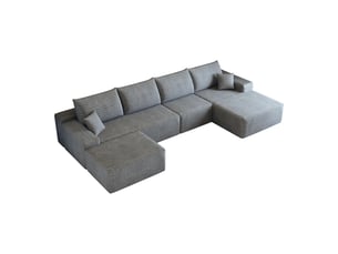 Canapé d'angle, canapé modulable, design moderne, 340 cm, pour salon, chambre, appartement, gris, livré monté, assise profonde