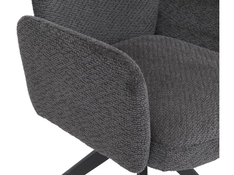  Lot de 6 chaises de salle à manger pivotantes à 180° avec retour automatique et accoudoirs tissu bouclé gris foncé et fer 04_0008815  - Conforama D