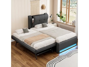 Lit gigogne 90x200 cm coloris gris