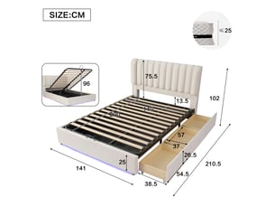 Lit coffre 140x200 cm <strong></strong>  <strong></strong> coloris beige