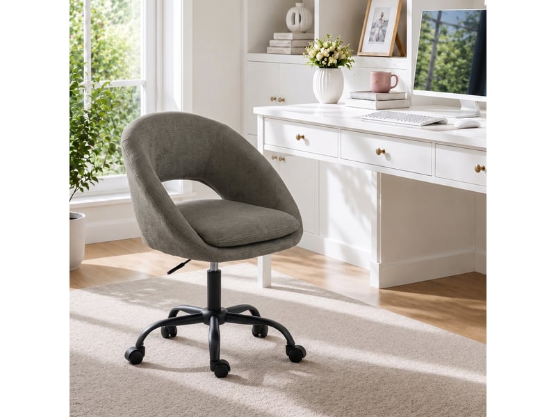 Chaise bureau ergonomique en chenille, hauteur réglable, accoudoirs intégrés, pivotant 360°, 59x60x79-89cm, vert foncé - Conforama A