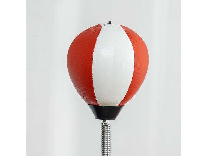  Sac de frappe sur pied réglable 140–205 cm en cuir régénéré noir, 2 ballons de vitesse, barre réflexe et 12 ventouses  - Conforama E