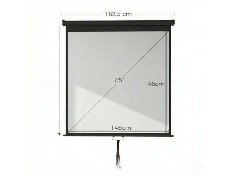  Écran de projection 85 pouces 146 x 146 cm – noir – format 1:1 4k hd, réglage de hauteur mural  - Conforama C