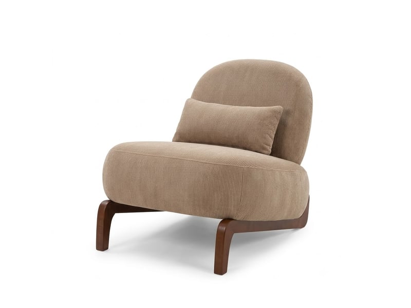  Fauteuil crapaud avec pieds en bois massif - 86.90x72.10x69.90cm - fauteuil d'appoint rembourré sans accoudoirs - camel  - Conforama A