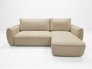 Canapé d'angle réversible convertible <strong>BOBOCHIC</strong> <strong>ESMEE</strong> 3 places Tissu beige avec coffre de rangement
