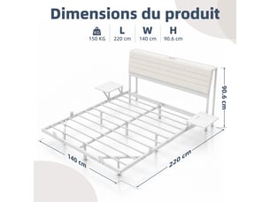 Lit 2 places 140x190 cm    coloris blanc