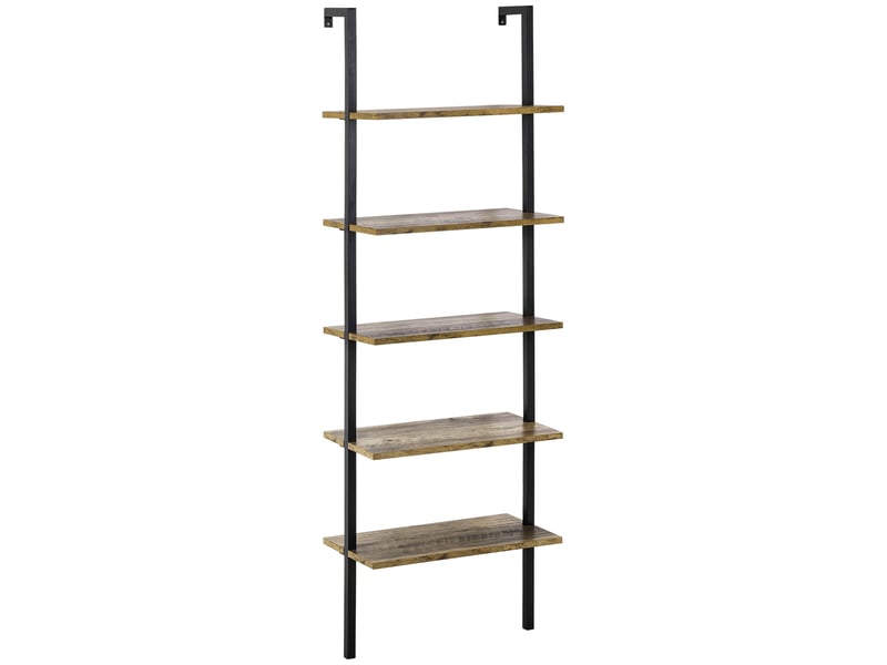  Bibliothèque échelle industrielle à 5 niveaux en bois et métal, 60 x 30 x 184,5 cm, marron  - Conforama A