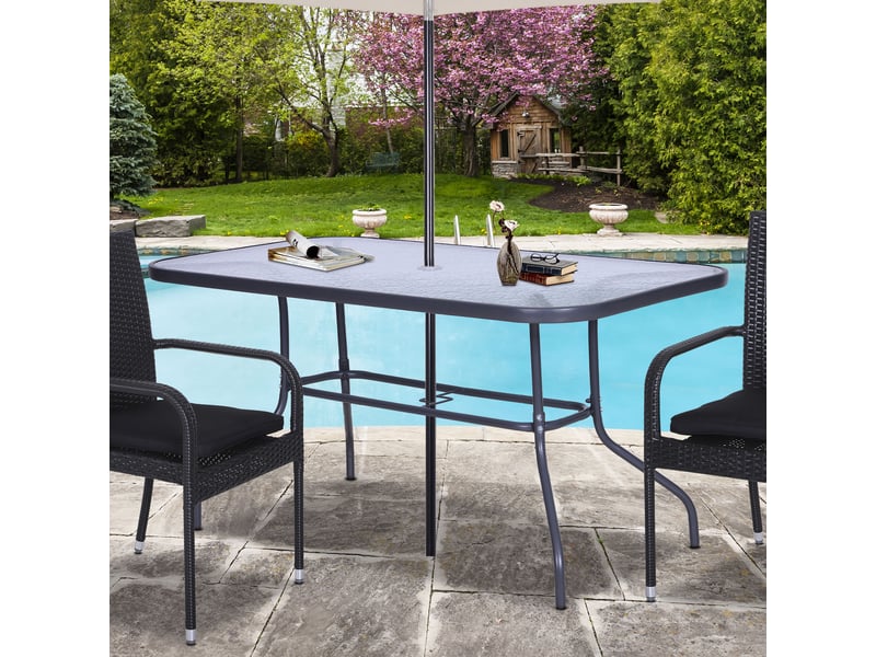  Table de jardin rectangulaire métal gris 140x80x70cm  - Conforama C