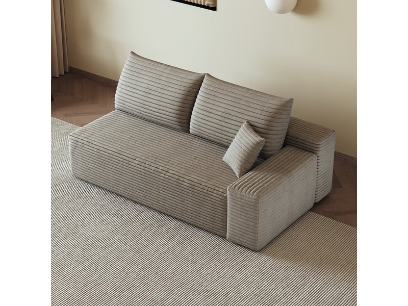 Canapé 2 places camel droit 175 cm - petit canapé compact moderne avec accoudoir droit pour salon et studio - Conforama E