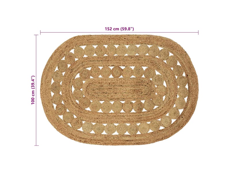 Vidaxl tapis de surface naturel 100 x 152 cm jute  - Conforama C