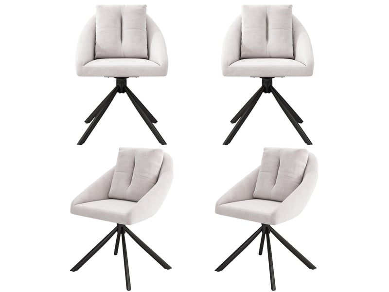  Chaise pivotante en velours - beige - 4 pièces - design ergonomique - respirant - capacité de charge 150kg  - Conforama W