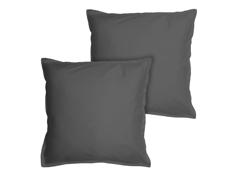  Parure de lit unie en coton taies carrées à volant, coton lavé 140x200+65x65cm  - Conforama D
