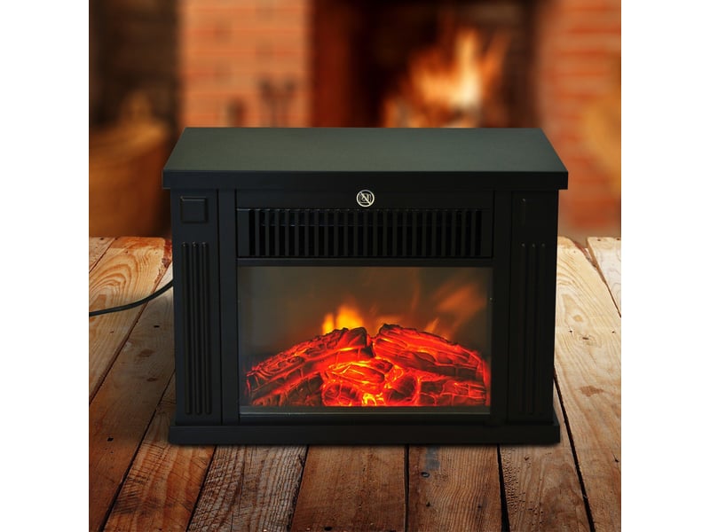  Cheminée électrique à poser avec effet flamme, 6001200 w, 10 à 15 m², noire  - Conforama C