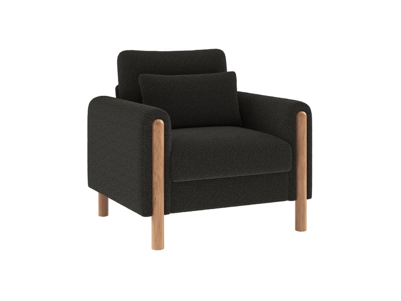 Fauteuil tcqpz lounge 1 place 87 x 83 x 88,5 cm coussin d'assise amovible tissu teddy gris foncé - Conforama A