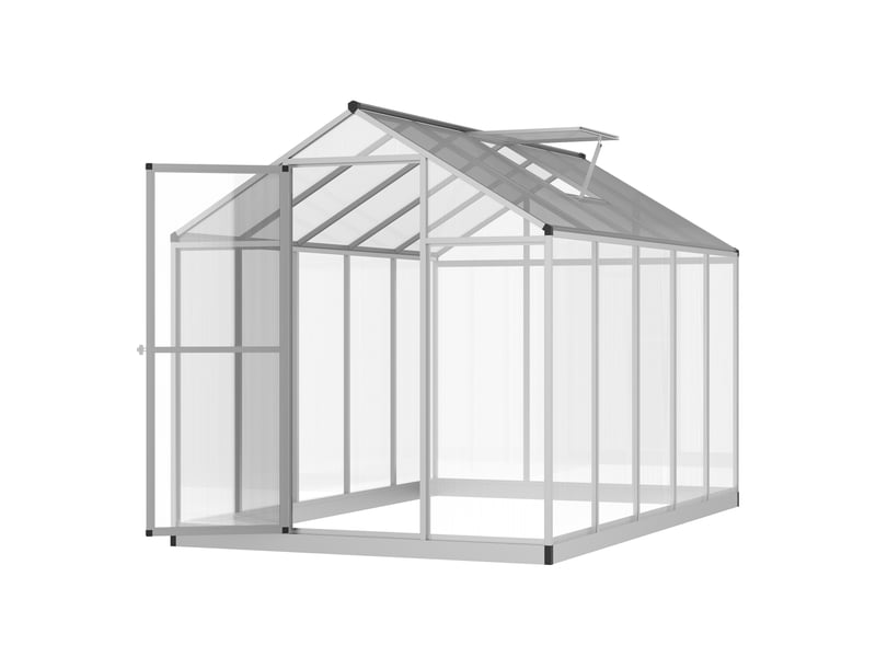  Serre de jardin 3 x 2 m aluminium polycarbonate 5,5 m² fondation lucarne porte loquet  - Conforama B