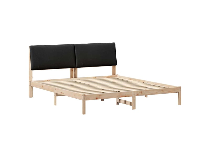 Lit double- lit adulte - cadre de lit marron et noir 200 x 200 cm bois massif en pin - Conforama A