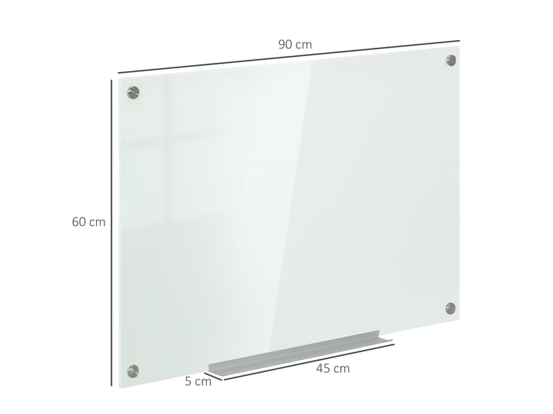  Tableau blanc magnétique en verre 90 x 60 cm blanc, avec accessoires pour écriture et planification murale  - Conforama C