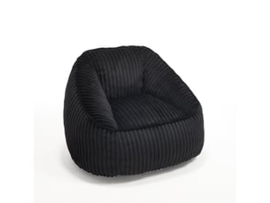 Fauteuil 1 place - 98x92x73cm - fauteuil pouf en mousse à mémoire de forme et peluche rayée - noir