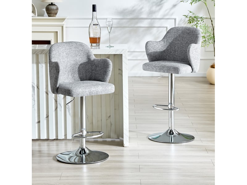  Lot de 2 tabourets de bar réglables, tabouret de bar accoudoirs ergonomiques, pivotant 360°, structure en métal, gris  - Conforama D