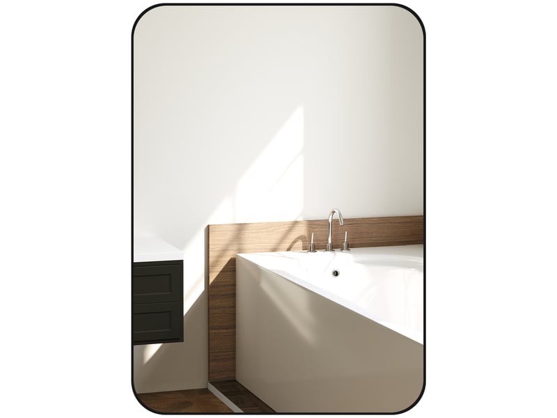  Miroir de salle de bain, miroir mural, film incassable, cadre en métal, 50 x 70 cm, noir  - Conforama B