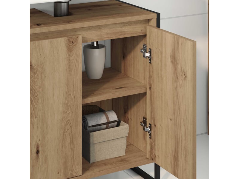  Cabinet de salle de bain, meuble de rangement chêne artisan 60x30x60 cm  - Conforama D