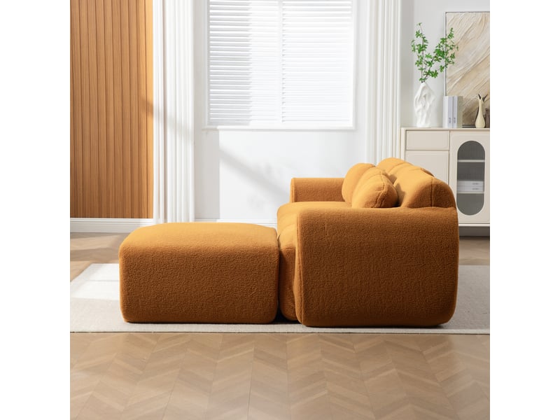 Canapé modulaire en chenille 3 places sans montage 271 x 177 cm confort moelleux salon - Conforama D