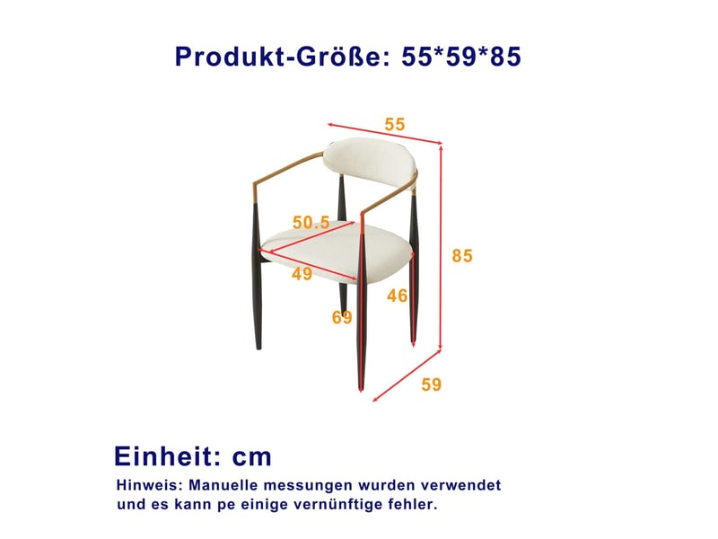  Lot de chaises 2 pièces coussin d’assise beige cadre métal noir et doré assise en tissu doux au toucher respirant sur la peau style polyvalent  - Conforama C