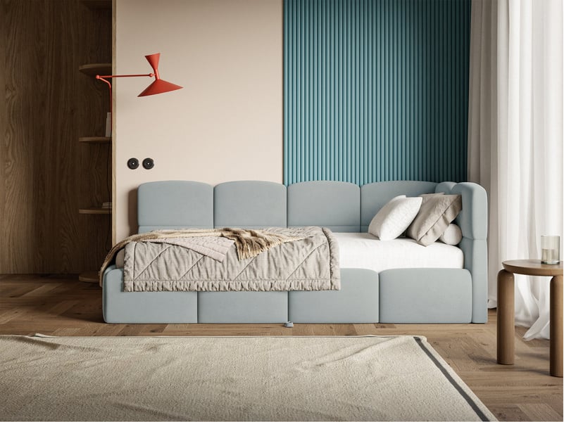  Selsey cloudy - lit rembourré - 170x185 cm - velours gris - côté droit Cloudy - Conforama B