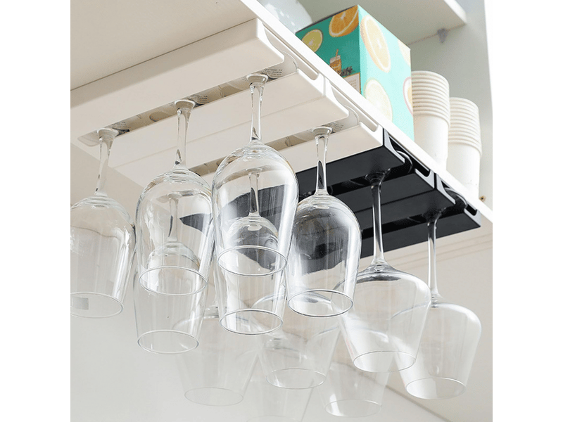 Support pour verres à vin sous l'étagère de l'armoire, support de rangement suspendu en plastique pour gagner de la place (blanc) - Conforama C