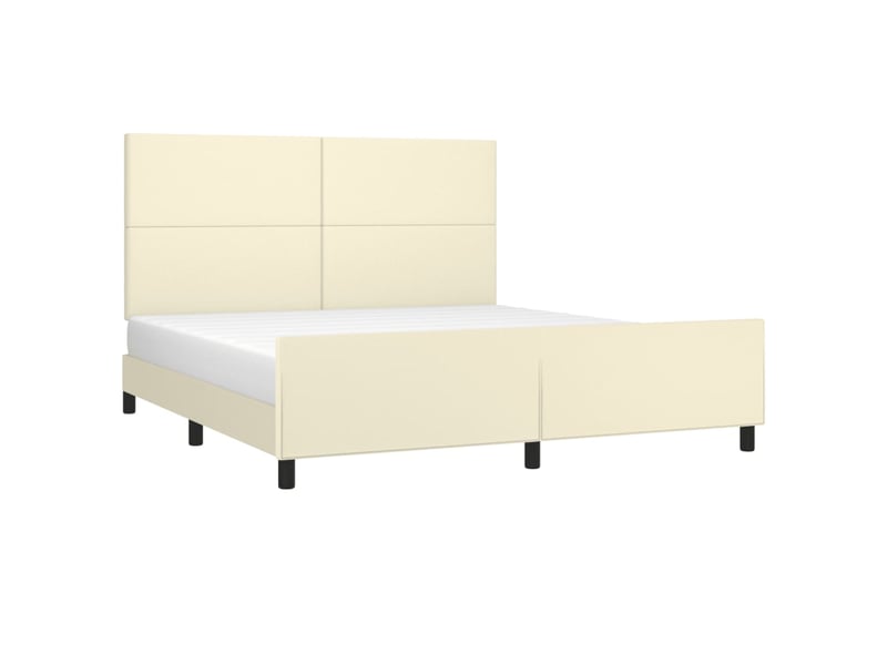  Lit double | lit adulte | cadre de lit avec tête de lit crème 180x200 cm similicuir  - Conforama D