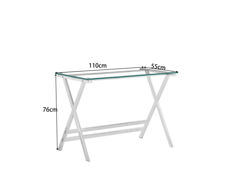  Bureau en verre trempé transparent pour ordinateur – plateau arrondi, table console canapé  - Conforama D