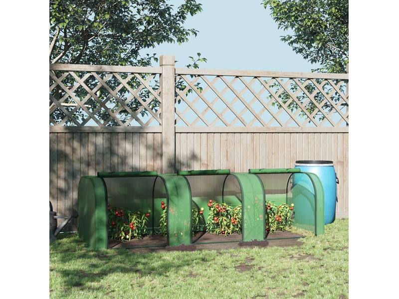  Serre tunnel de jardin 295 x 100 x 80 cm – vert foncé – 3 fenêtres zippées pour semis et culture  - Conforama B