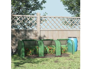 Serre tunnel de jardin 295 x 100 x 80 cm – vert foncé – 3 fenêtres zippées pour semis et culture