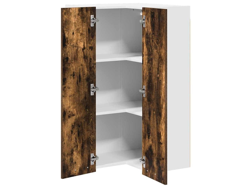 Meuble de rangement cuisine, armoire suspendue chêne fumé et blanc 57x57x100cm - Conforama E