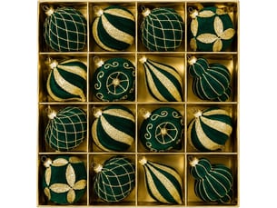 Lot de 16 boules de noël 8 cm, décorations suspendues pour sapin de noël, ornements de fête pour maison, vert foncé