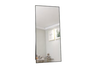 Miroir sur pied - 180 x 80 cm - noir - miroir plein pied rectangulaire extra-large en verre trempé, cadre en alliage d'aluminium