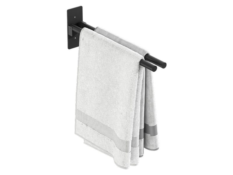  Porte-serviettes double barre pour salle de bain — conception pliable à 90 degrés — adapté aux cuisines et aux salles de bain ; installation murale.  - Conforama A