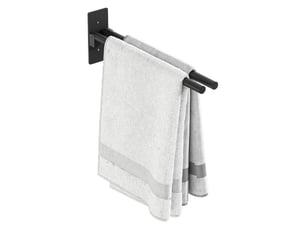 Porte-serviettes double barre pour salle de bain — conception pliable à 90 degrés — adapté aux cuisines et aux salles de bain ; installation murale.