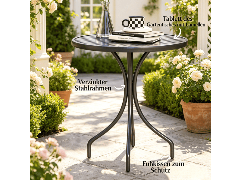  Table bistrot rond moderne, table d’appoint jardin, patio extérieur, table accent élégante  - Conforama E