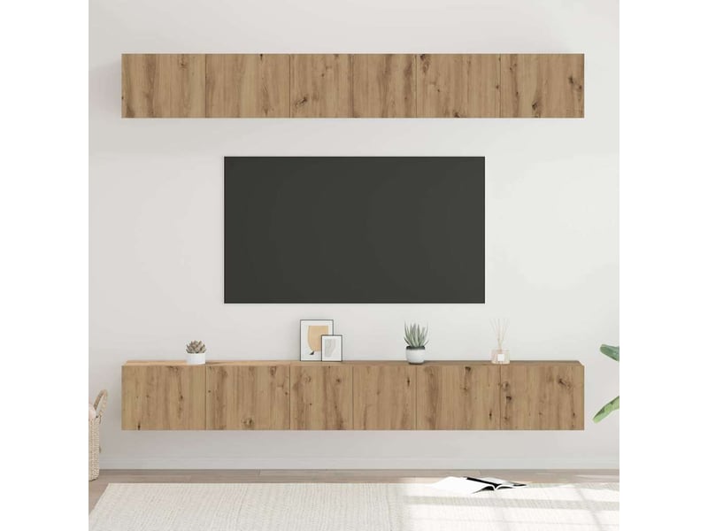  Ensemble meuble tv - banc tv - meuble de rangement 6 pcs chêne artisanal bois d'ingénierie  - Conforama B