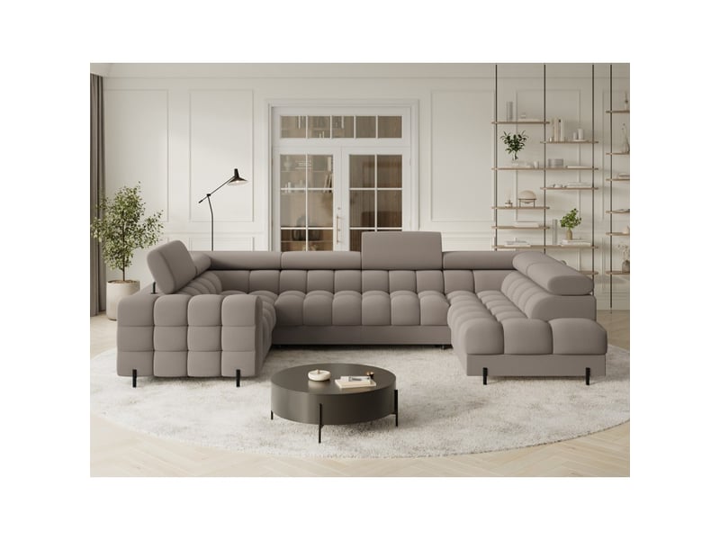  Canapé panoramique convertible factory 3 places beige – angle droit avec coffre – version 4  - Conforama E