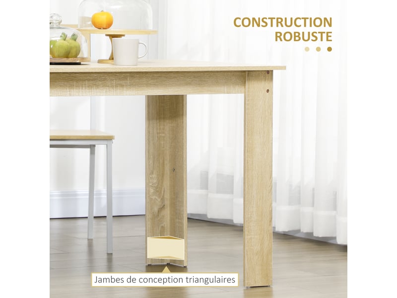  Table à manger table de cuisine design moderne avec grand plateau 2-4 personnes en bois chêne dim. 120l x 69l x 75h cm  - Conforama R
