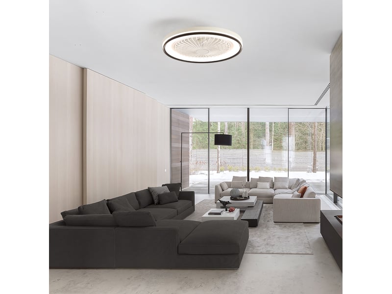  Ventilateur de plafond 48,26x48,26x12,70 cm moteur dc blanc  - Conforama C
